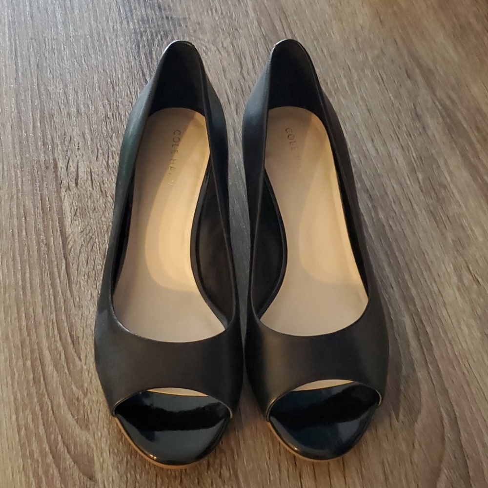 NWT Cole Haan peep toe wedges
